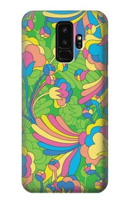 W3273 Flower Line Art Pattern Hard Case and Leather Flip Case For Samsung Galaxy S9 Plus