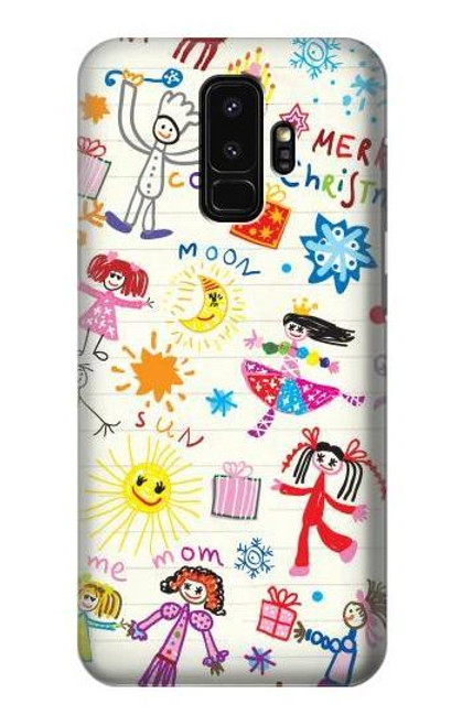 W3280 Kids Drawing Hard Case and Leather Flip Case For Samsung Galaxy S9 Plus