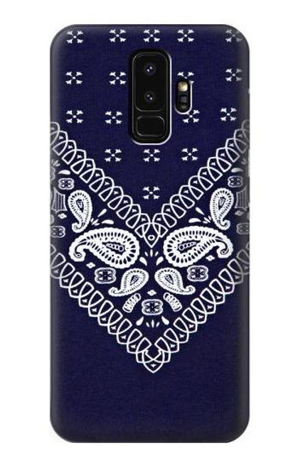 W3357 Navy Blue Bandana Pattern Hard Case and Leather Flip Case For Samsung Galaxy S9 Plus