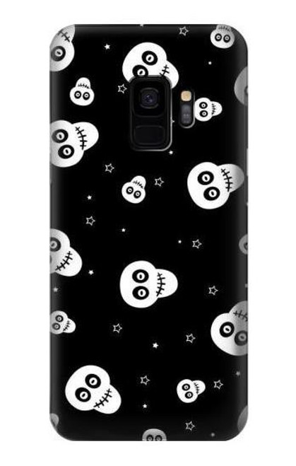 W3261 Smile Skull Halloween Pattern Hard Case and Leather Flip Case For Samsung Galaxy S9