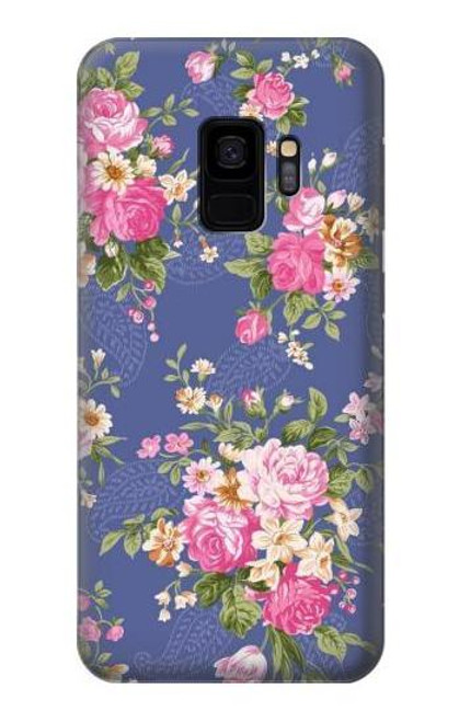 W3265 Vintage Flower Pattern Hard Case and Leather Flip Case For Samsung Galaxy S9