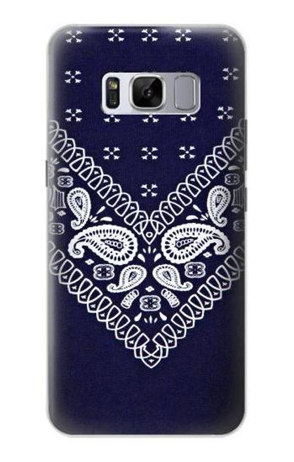 W3357 Navy Blue Bandana Pattern Hard Case and Leather Flip Case For Samsung Galaxy S8 Plus