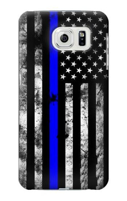 W3244 Thin Blue Line USA Hard Case and Leather Flip Case For Samsung Galaxy S7 Edge