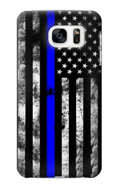 W3244 Thin Blue Line USA Hard Case and Leather Flip Case For Samsung Galaxy S7