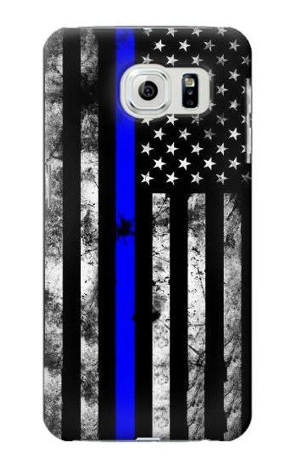 W3244 Thin Blue Line USA Hard Case and Leather Flip Case For Samsung Galaxy S6 Edge