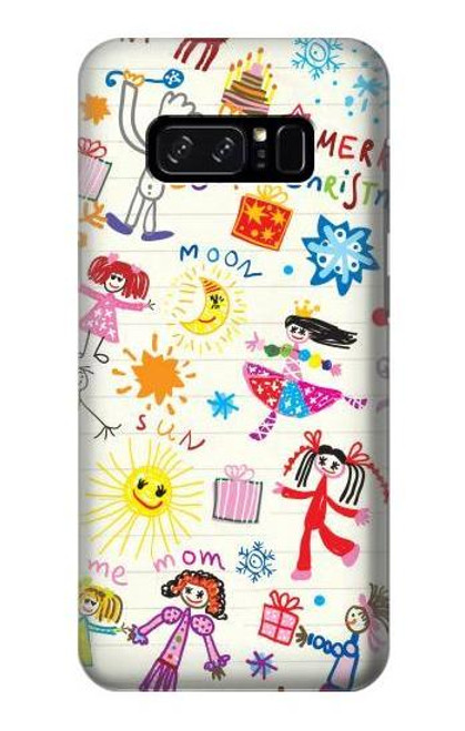 W3280 Kids Drawing Hard Case and Leather Flip Case For Note 8 Samsung Galaxy Note8