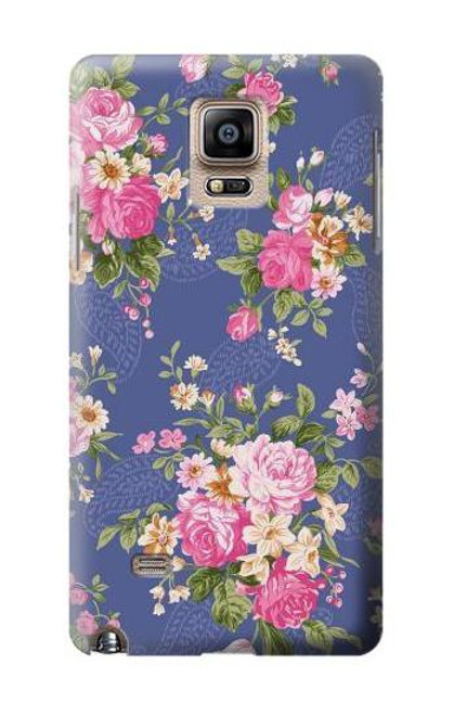 W3265 Vintage Flower Pattern Hard Case and Leather Flip Case For Samsung Galaxy Note 4