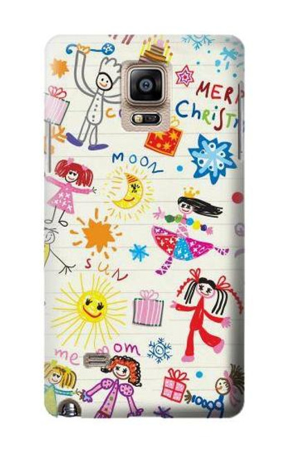 W3280 Kids Drawing Hard Case and Leather Flip Case For Samsung Galaxy Note 4