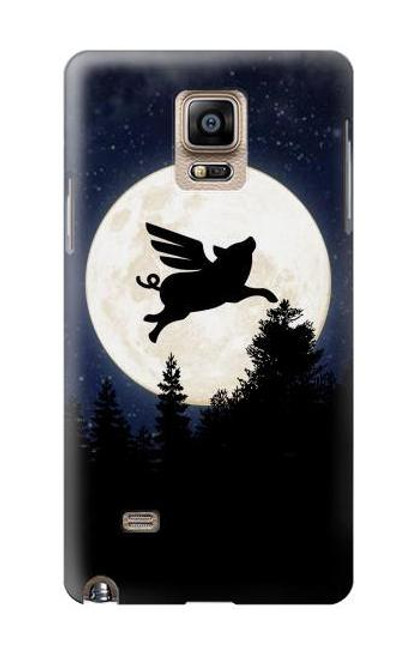 W3289 Flying Pig Full Moon Night Hard Case and Leather Flip Case For Samsung Galaxy Note 4