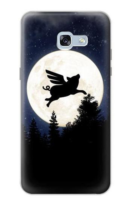 W3289 Flying Pig Full Moon Night Hard Case and Leather Flip Case For Samsung Galaxy A5 (2017)