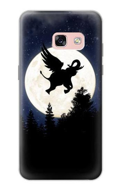 W3323 Flying Elephant Full Moon Night Hard Case and Leather Flip Case For Samsung Galaxy A3 (2017)