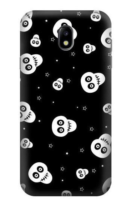 W3261 Smile Skull Halloween Pattern Hard Case and Leather Flip Case For Samsung Galaxy J7 (2017) EU Version