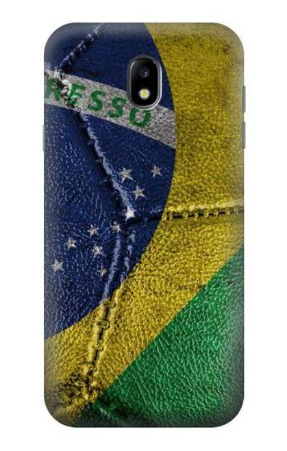 W3297 Brazil Flag Vintage Football Graphic Hard Case and Leather Flip Case For Samsung Galaxy J7 (2017) EU Version