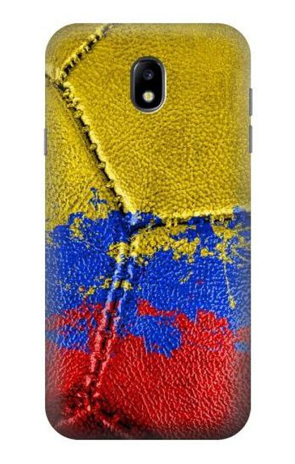 W3306 Colombia Flag Vintage Football Graphic Hard Case and Leather Flip Case For Samsung Galaxy J7 (2017) EU Version