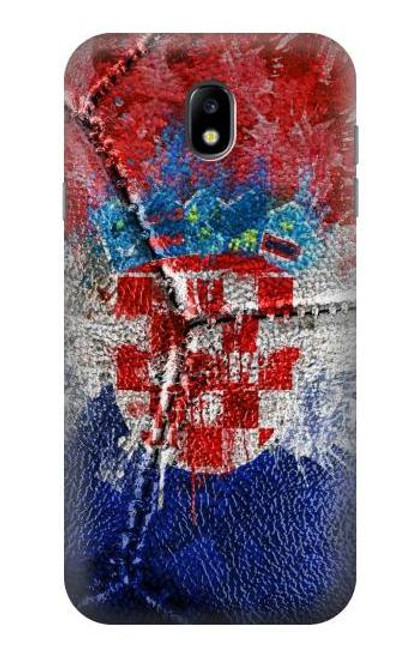 W3313 Croatia Flag Vintage Football Graphic Hard Case and Leather Flip Case For Samsung Galaxy J7 (2017) EU Version