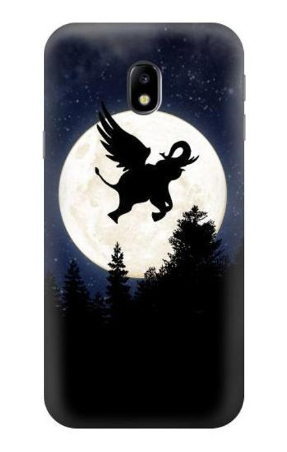 W3323 Flying Elephant Full Moon Night Hard Case and Leather Flip Case For Samsung Galaxy J3 (2017) EU Version