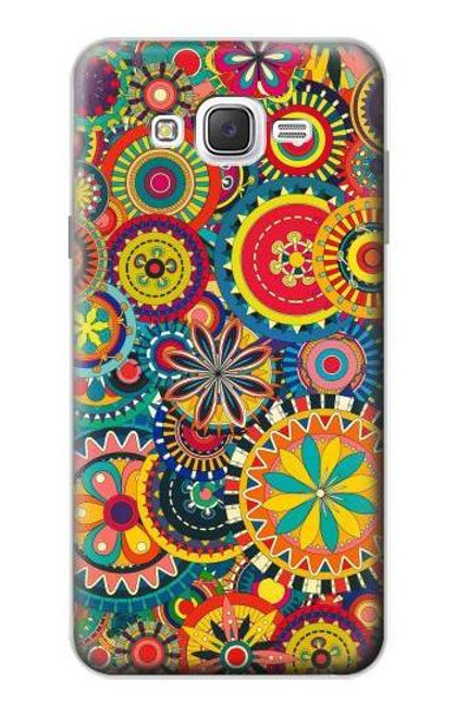 W3272 Colorful Pattern Hard Case and Leather Flip Case For Samsung Galaxy J7