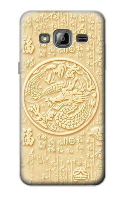 W3288 White Jade Dragon Graphic Painted Hard Case and Leather Flip Case For Samsung Galaxy J3 (2016)