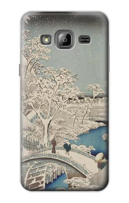 W3350 Utagawa Hiroshige Drum Bridge Yuhi Hill in Meguro Hard Case and Leather Flip Case For Samsung Galaxy J3 (2016)