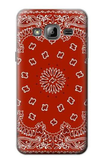 W3355 Bandana Red Pattern Hard Case and Leather Flip Case For Samsung Galaxy J3 (2016)