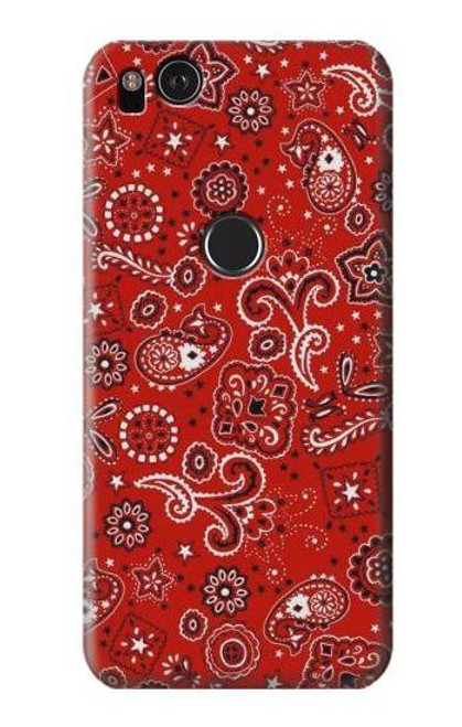 W3354 Red Classic Bandana Hard Case and Leather Flip Case For Google Pixel 2
