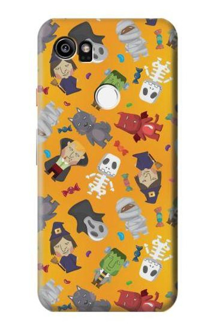 W3275 Cute Halloween Cartoon Pattern Hard Case and Leather Flip Case For Google Pixel 2 XL