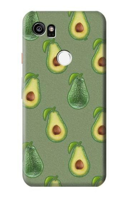 W3285 Avocado Fruit Pattern Hard Case and Leather Flip Case For Google Pixel 2 XL