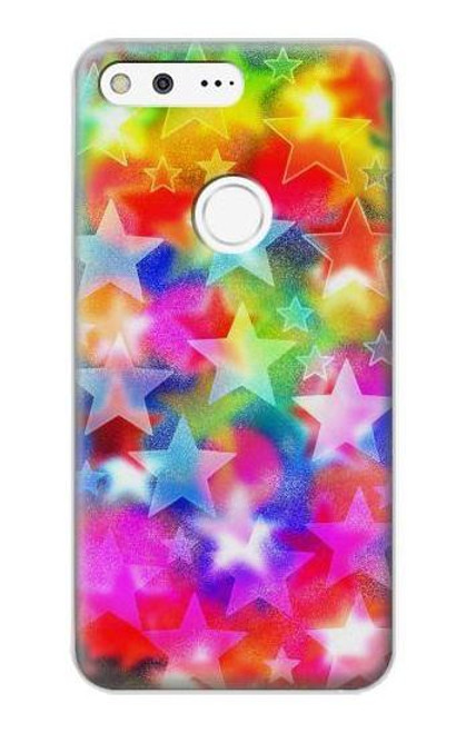 W3292 Colourful Disco Star Hard Case and Leather Flip Case For Google Pixel XL