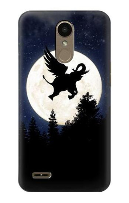 W3323 Flying Elephant Full Moon Night Hard Case and Leather Flip Case For LG K10 (2018), LG K30