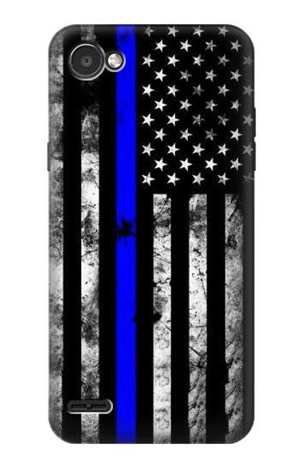 W3244 Thin Blue Line USA Hard Case and Leather Flip Case For LG Q6