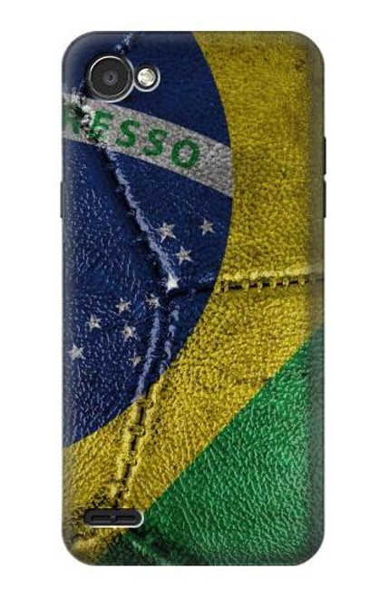 W3297 Brazil Flag Vintage Football Graphic Hard Case and Leather Flip Case For LG Q6