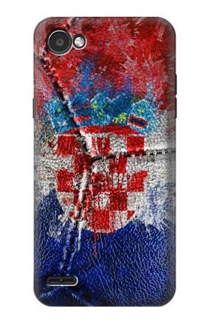 W3313 Croatia Flag Vintage Football Graphic Hard Case and Leather Flip Case For LG Q6