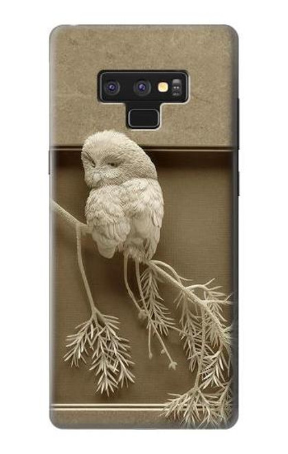 W1386 Paper Sculpture Owl Hard Case and Leather Flip Case For Note 9 Samsung Galaxy Note9