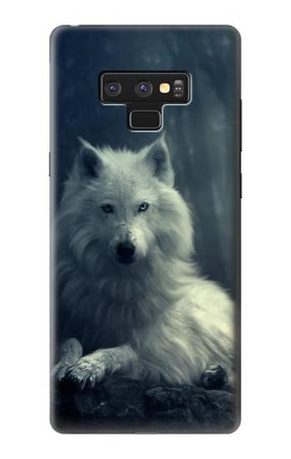 W1516 White Wolf Hard Case and Leather Flip Case For Note 9 Samsung Galaxy Note9