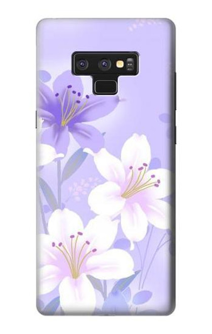 W2361 Purple White Flowers Hard Case and Leather Flip Case For Note 9 Samsung Galaxy Note9