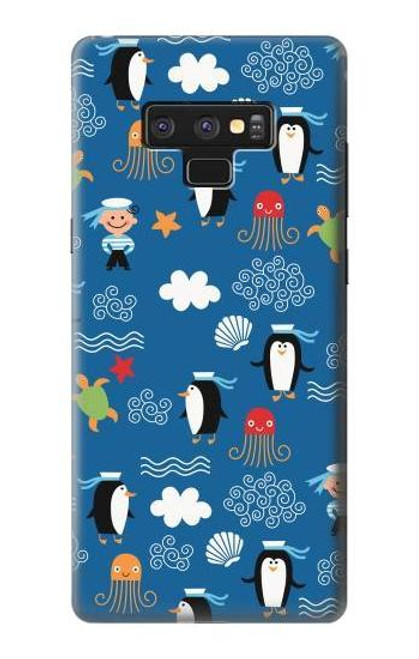 W2572 Marine Penguin Pattern Hard Case and Leather Flip Case For Note 9 Samsung Galaxy Note9