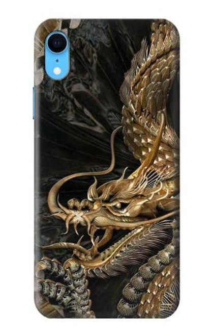 W0426 Gold Dragon Hard Case and Leather Flip Case For iPhone XR