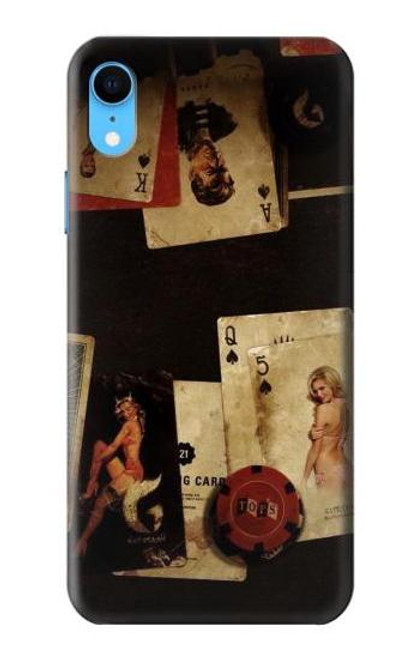 W1069 Old Vintage Sexy Poker Hard Case and Leather Flip Case For iPhone XR