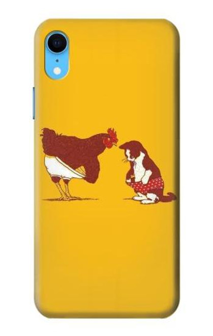 W1093 Rooster and Cat Joke Hard Case and Leather Flip Case For iPhone XR