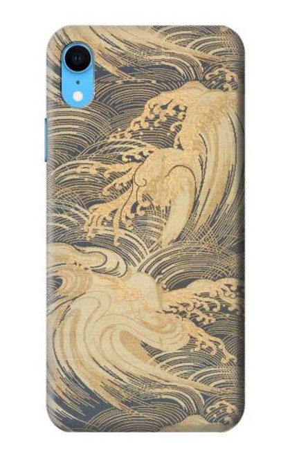 W2680 Japan Art Obi With Stylized Waves Hard Case and Leather Flip Case For iPhone XR