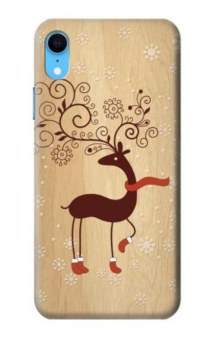 W3081 Wooden Raindeer Graphic Printed Hard Case and Leather Flip Case For iPhone XR