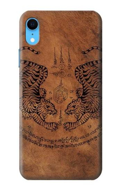 W3209 Sak Yant Twin Tiger Hard Case and Leather Flip Case For iPhone XR