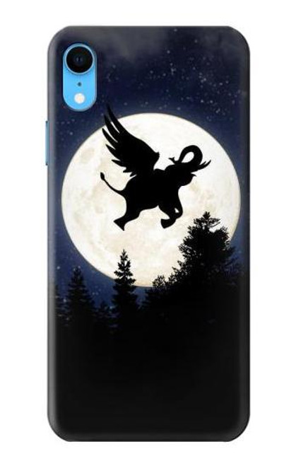 W3323 Flying Elephant Full Moon Night Hard Case and Leather Flip Case For iPhone XR