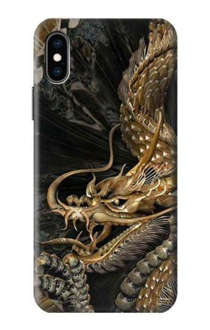 W0426 Gold Dragon Hard Case and Leather Flip Case For iPhone X, iPhone XS