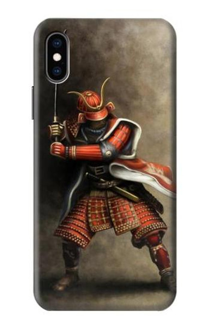 W0796 Japan Red Samurai Hard Case and Leather Flip Case For iPhone X, iPhone XS