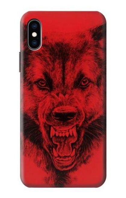 W1090 Red Wolf Hard Case and Leather Flip Case For iPhone X, iPhone XS