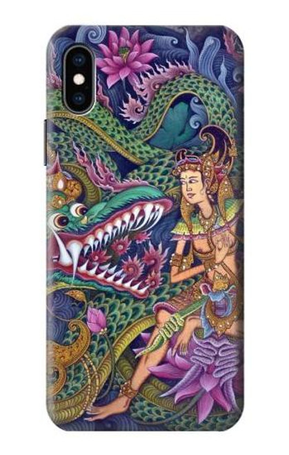 W1240 Bali Painting Hard Case and Leather Flip Case For iPhone X, iPhone XS