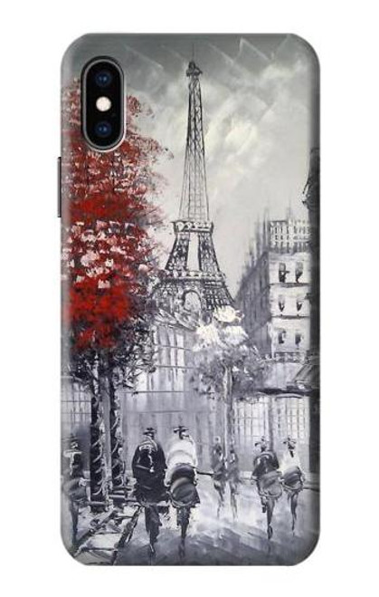 W1295 Eiffel Painting of Paris Hard Case and Leather Flip Case For iPhone X, iPhone XS