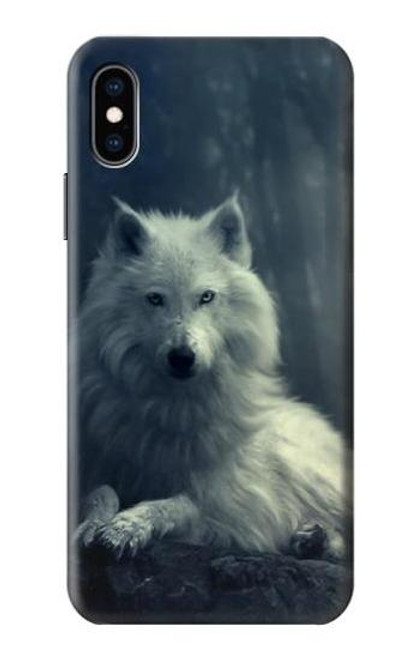 W1516 White Wolf Hard Case and Leather Flip Case For iPhone X, iPhone XS