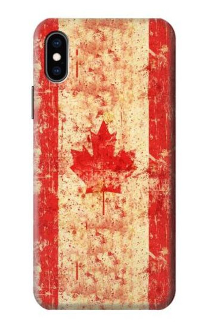 W1603 Canada Flag Old Vintage Hard Case and Leather Flip Case For iPhone X, iPhone XS